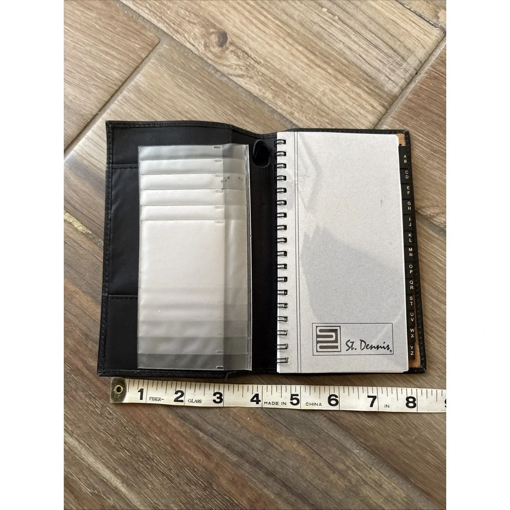 New Vnt St. Dennis Black Leather Address Book & 2 Inner Pockets Notepad 4